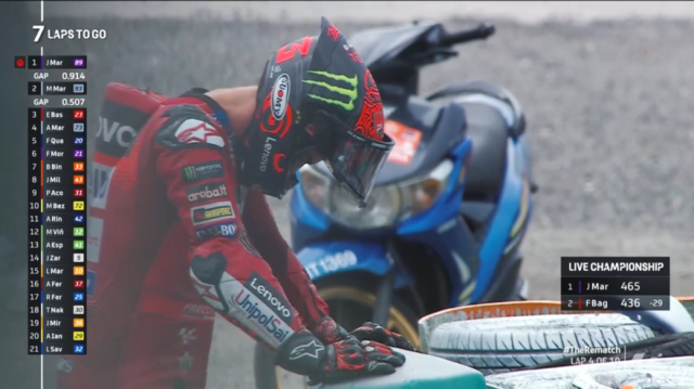L'erreur et le désespoir de Bagnaia : regardez sa chute
