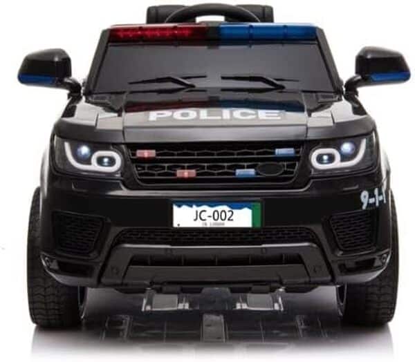 FINOOS Voiture électrique Enfant Police SUV 12V Sirène Clignotante Haut-Parleur Portes ouvrables avec télécommande Noir