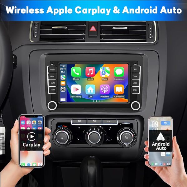 Autoradio pour VW Passat Golf Polo Caddy Beetle Touran Tiguan Jetta Seat Skoda, Système Android 13 2G 64G, 7 Pouces écran Tactile CarPlay Android Auto écran de Voiture Navigation WiFi Bluetooth FM